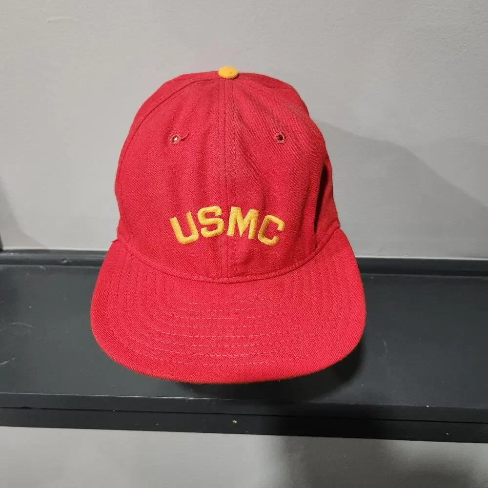 VTG 80s‎ USMC United States Marine Corps New Era Snapback Med Large Hat Cap USA
